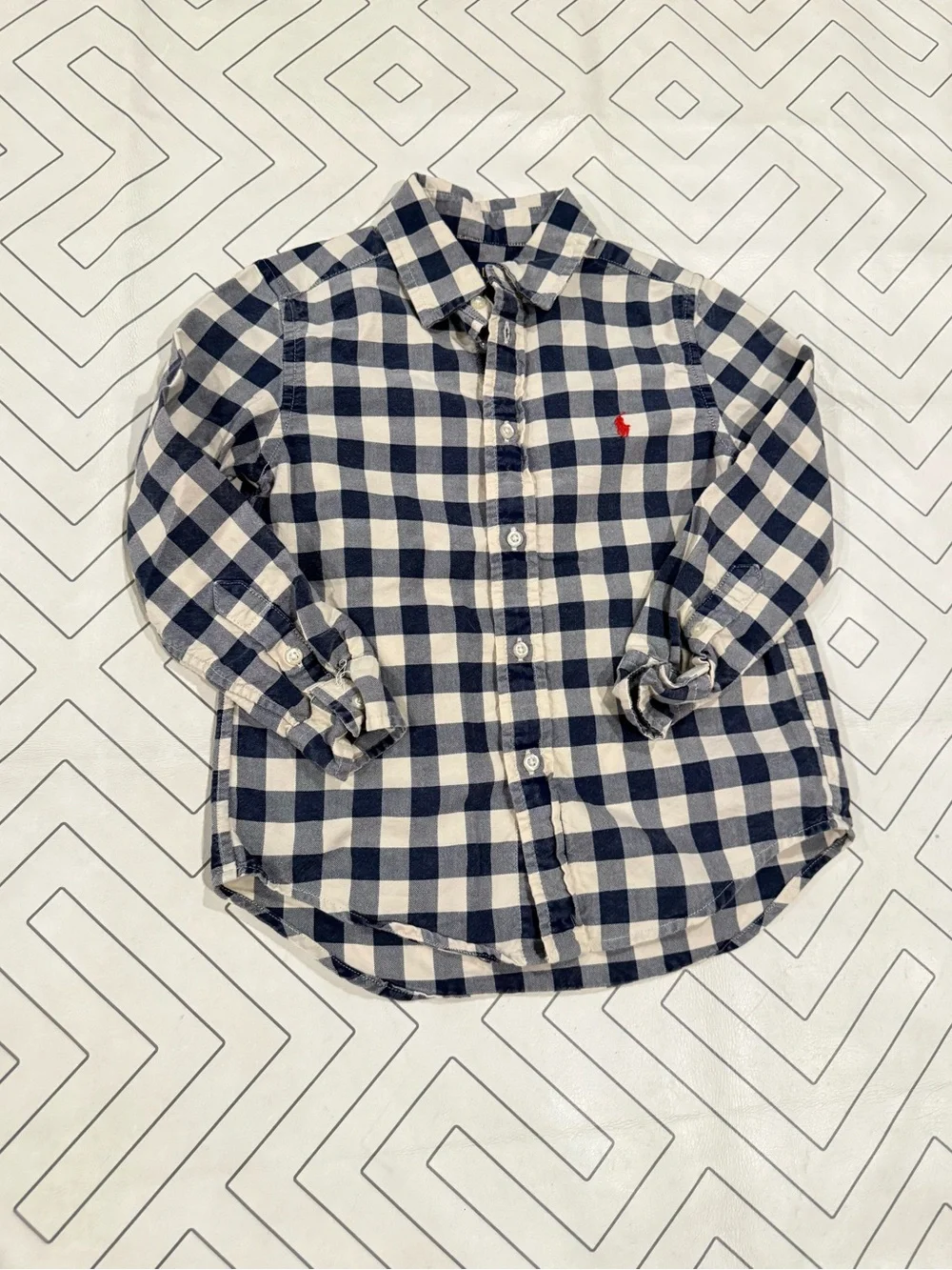 Polo Ralph Lauren Navy & Cream Plaid Longsleeve Button-Down